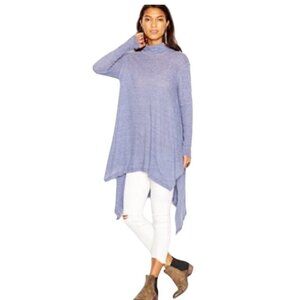 Free People M oversized Wonder Woman Mock Neck Asymmetrical waffle knit Tunic
